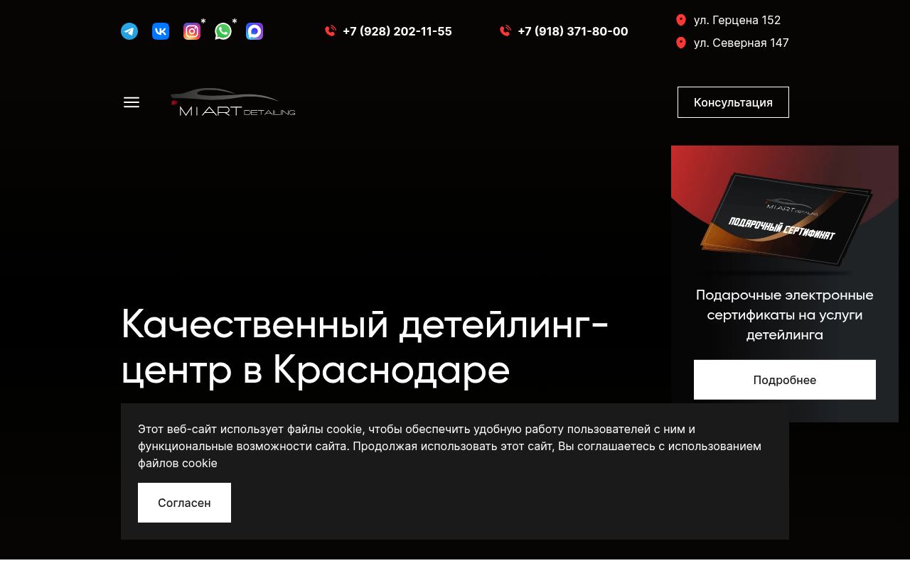 Скриншот проекта miart-detailing.com